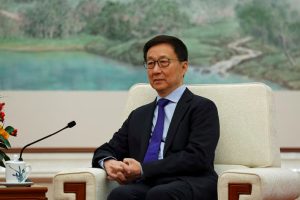 Chinese Vice President Han Zheng meets with British Chancellor of the Exchequer Rachel Reeves (not pictured) at the Great Hall of the People in Beijing, China.