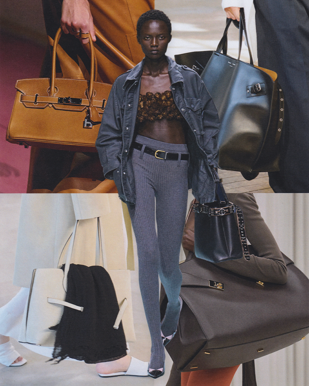Images may contain accessories tote bag tote coat jacket jacket adult jeans pants shoes and shoes