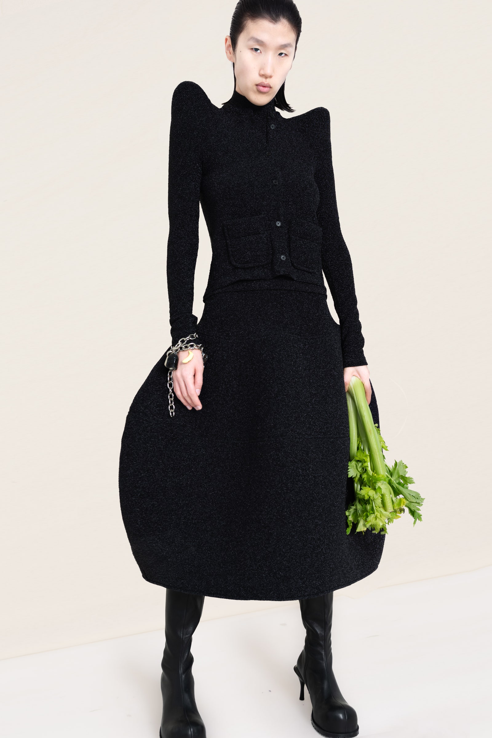 Image may contain Hwang Yeonjoo Clothing Long Sleeve Sleeve Coat Adult Person Dress Overcoat Accessories and Bag