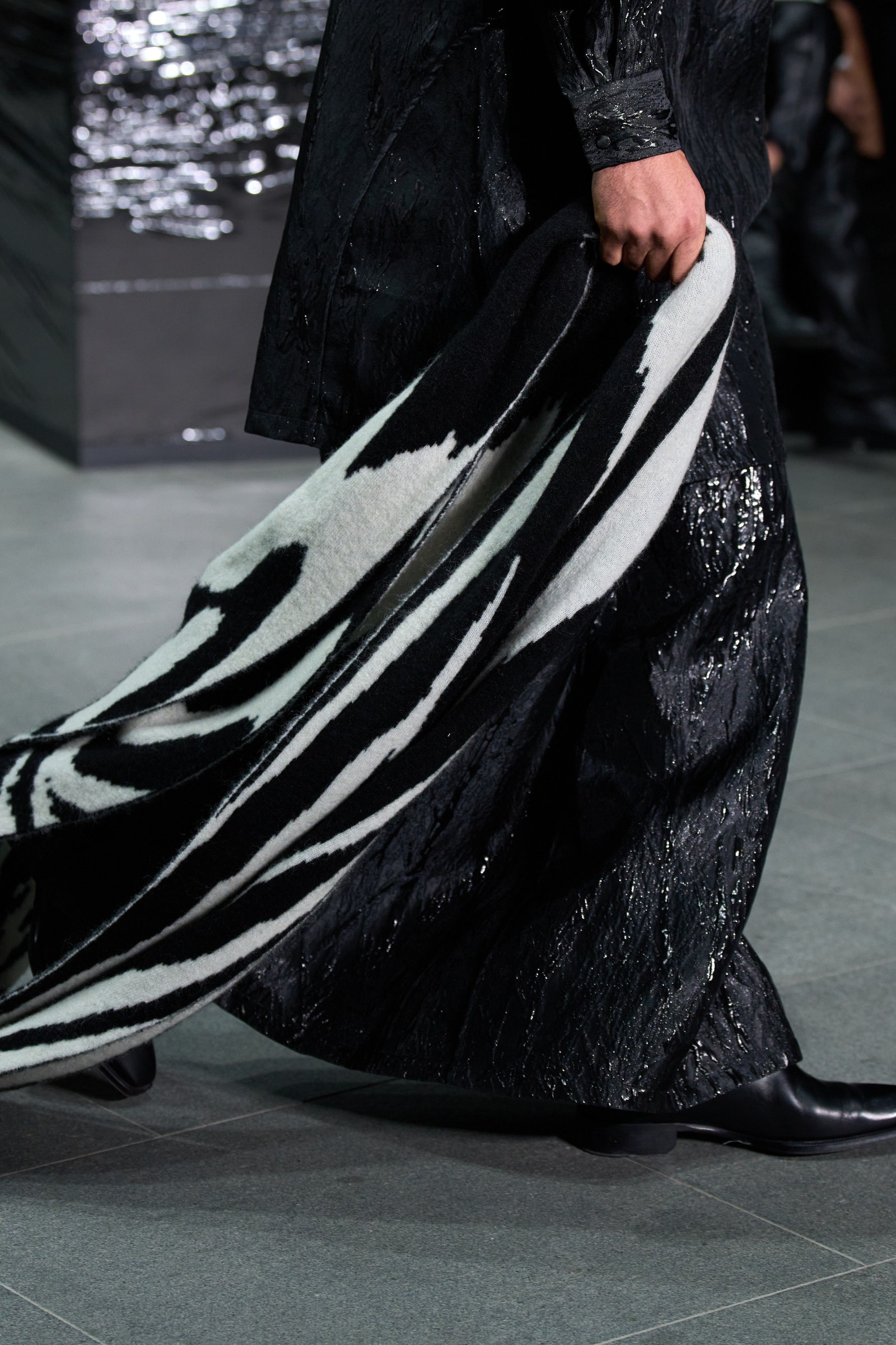 Image may contain Formal Wear Clothing Dress Adult Person Fashion Gown Footwear High Heel and Shoe