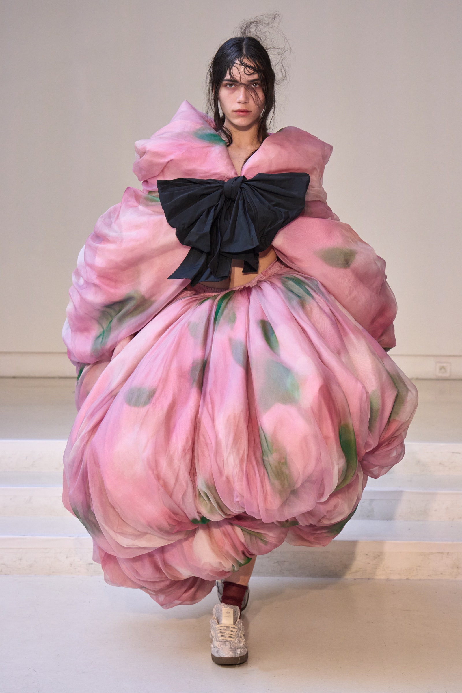 Image may contain Clothing Dress Adult Person Fashion Costume Formal Wear Footwear Shoe Gown and Performer