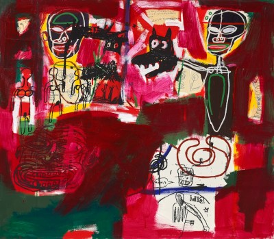 Jean-Michel Basquiat's intense pink and maroon pictures