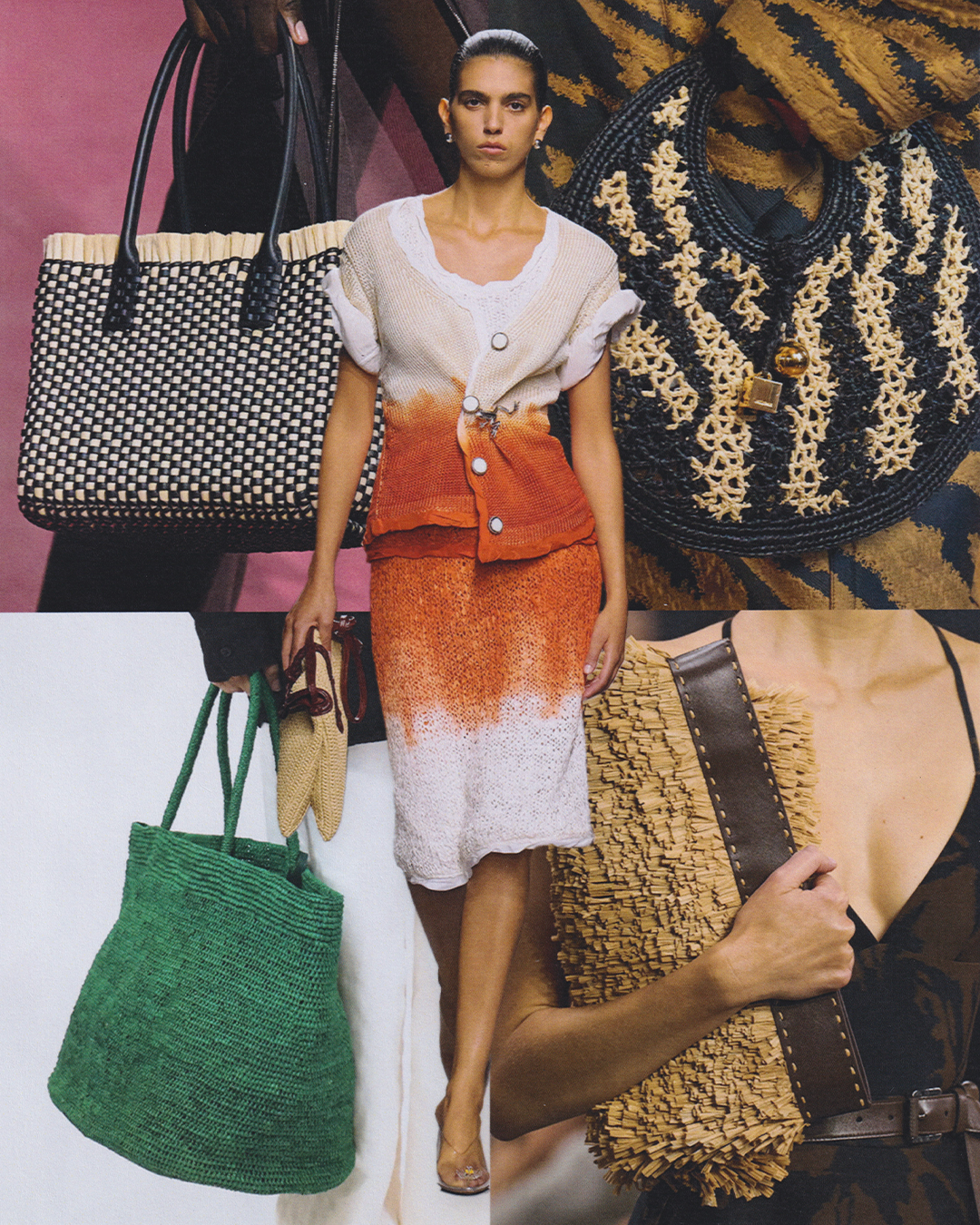 Images may contain accessories bags totes wallet adult face and head
