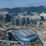 This photo shows a bird's-eye view of an apartment building in East Kowloon, Hong Kong on February 24, 2025. (Photo by Peter Park/AFP)