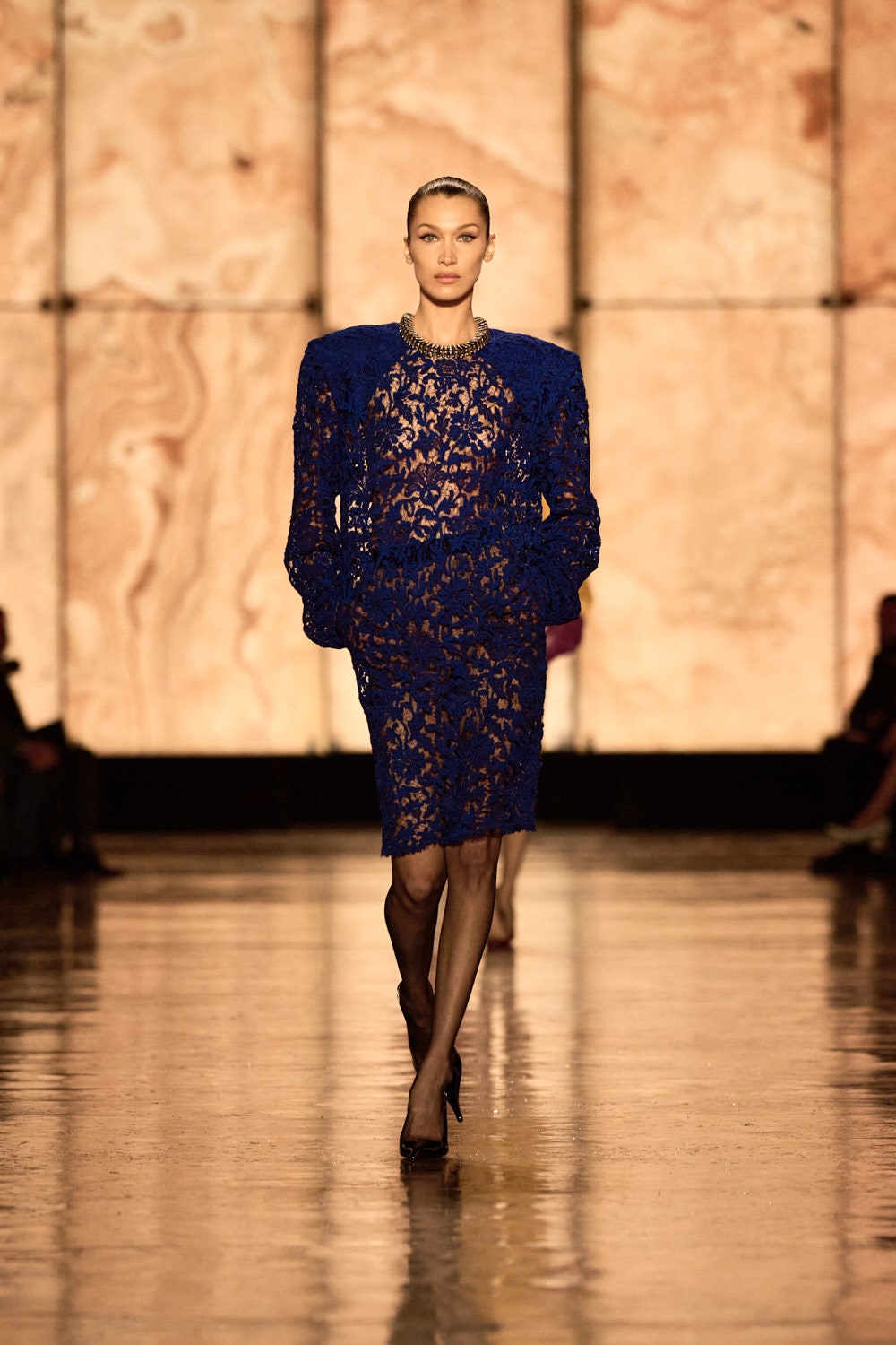 Images may contain Bella Hadid adult clothing footwear high heels fashion performer and solo performance