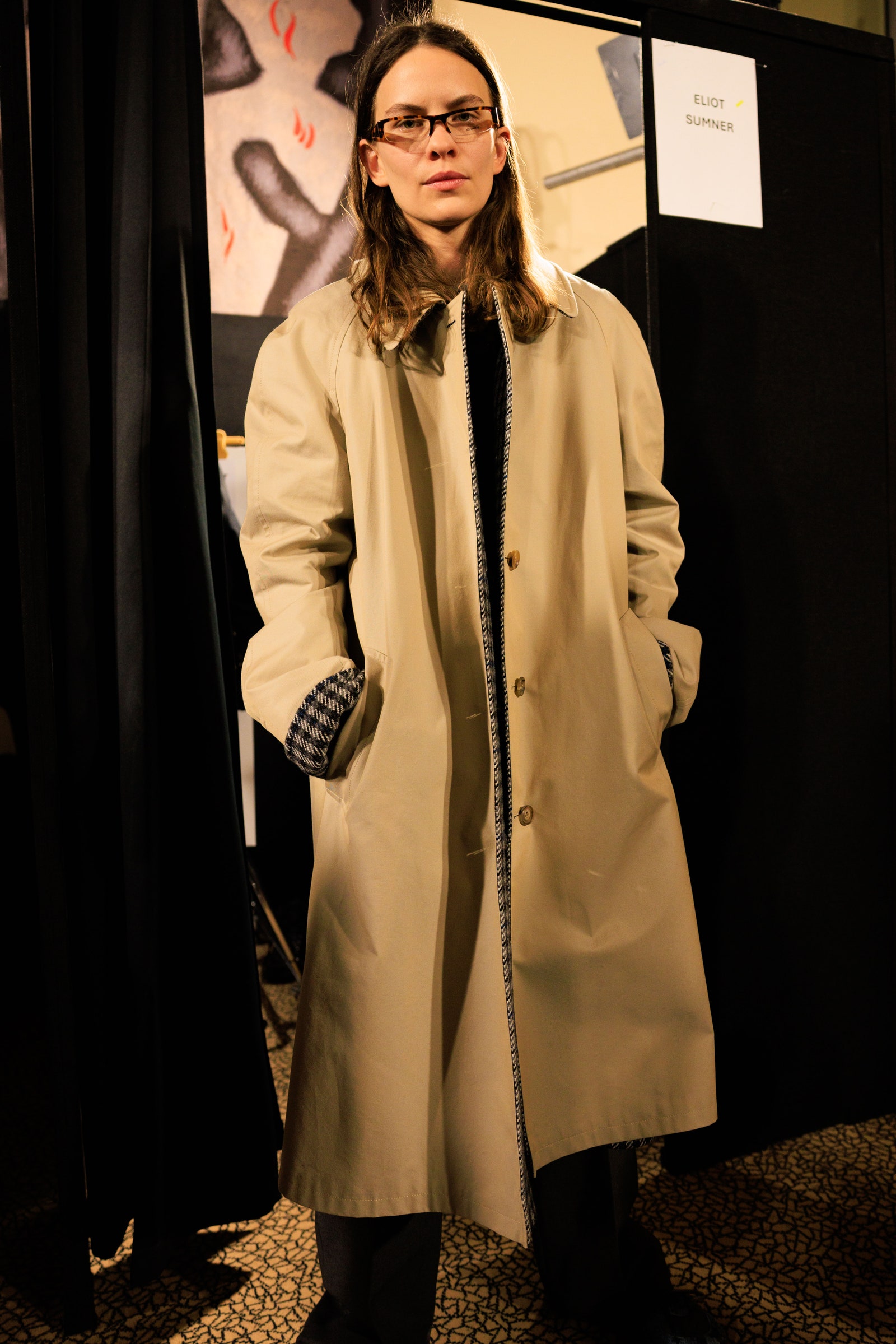 Images may contain Eliot Sumner clothing accessories glass adult and coat