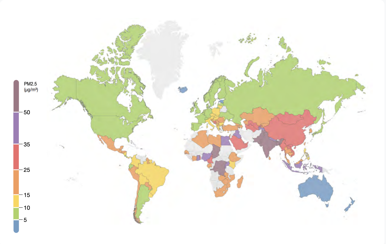 Global annual average PM2.5 concentration