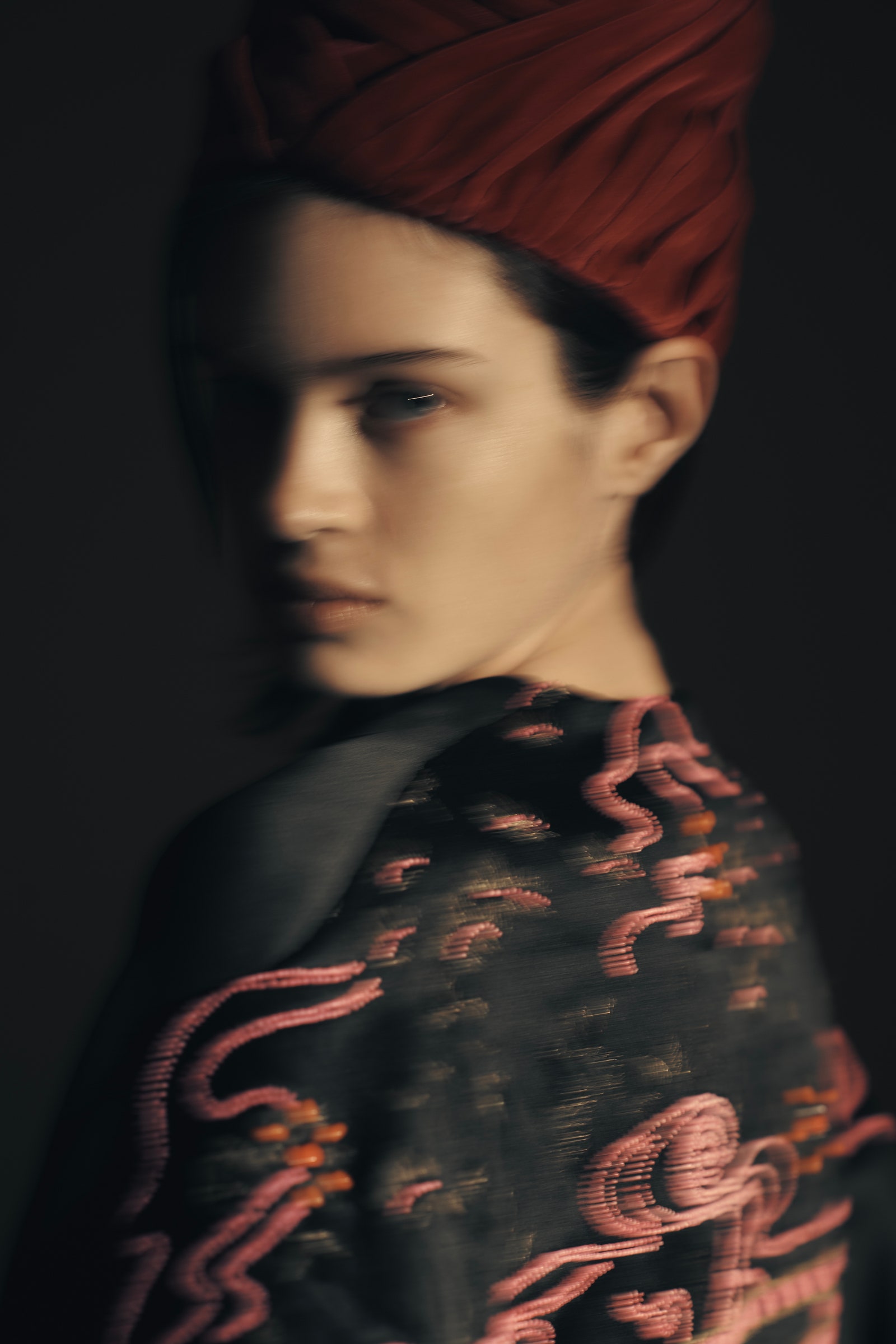 Images may contain facial people photography portrait clothing, adult formally wearing headscarf and stylish