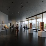 Rendering of the David Geffen gallery at LACMA, showing the terrace gallery to the west.