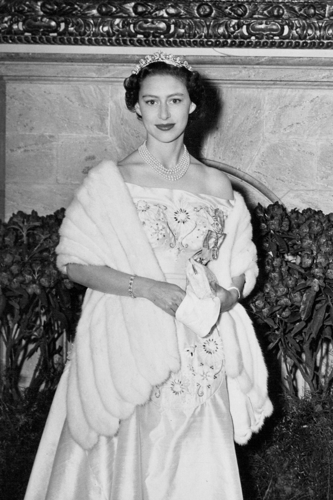 Images may contain Princess Margaret's Snowden adult wedding face and head