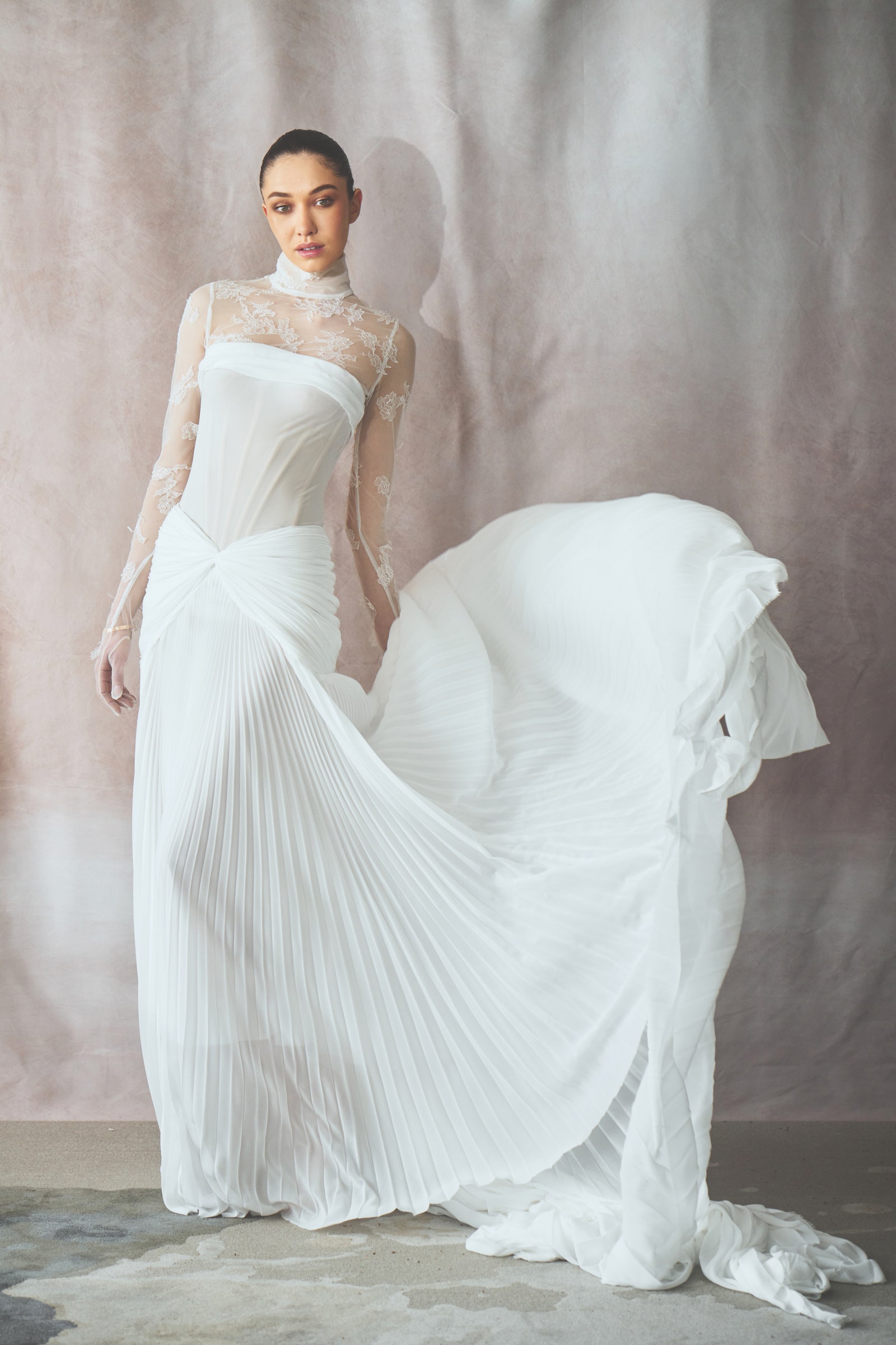 Images may contain Sarah Felbaum clothing dress fashion formal wear dress wedding and wedding dress