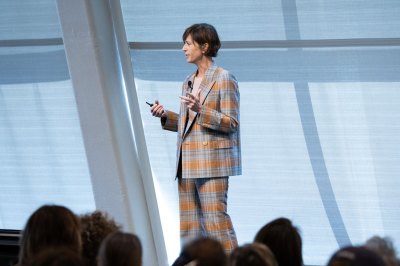 Jessica Morgan’s keynote address to Anonymous was a Women’s Seminar on Wednesday, April 9, 2025 at the Kimmel Center, New York University in downtown Manhattan. Photos of Casey Kelbaugh/CKA