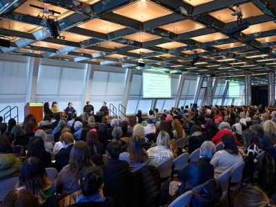 The new model for the Anonymous Women’s Artists Group is a Women’s Seminar on Wednesday, April 9, 2025 at the New York University Kimmel Center in downtown Manhattan. Photos of Casey Kelbaugh/CKA