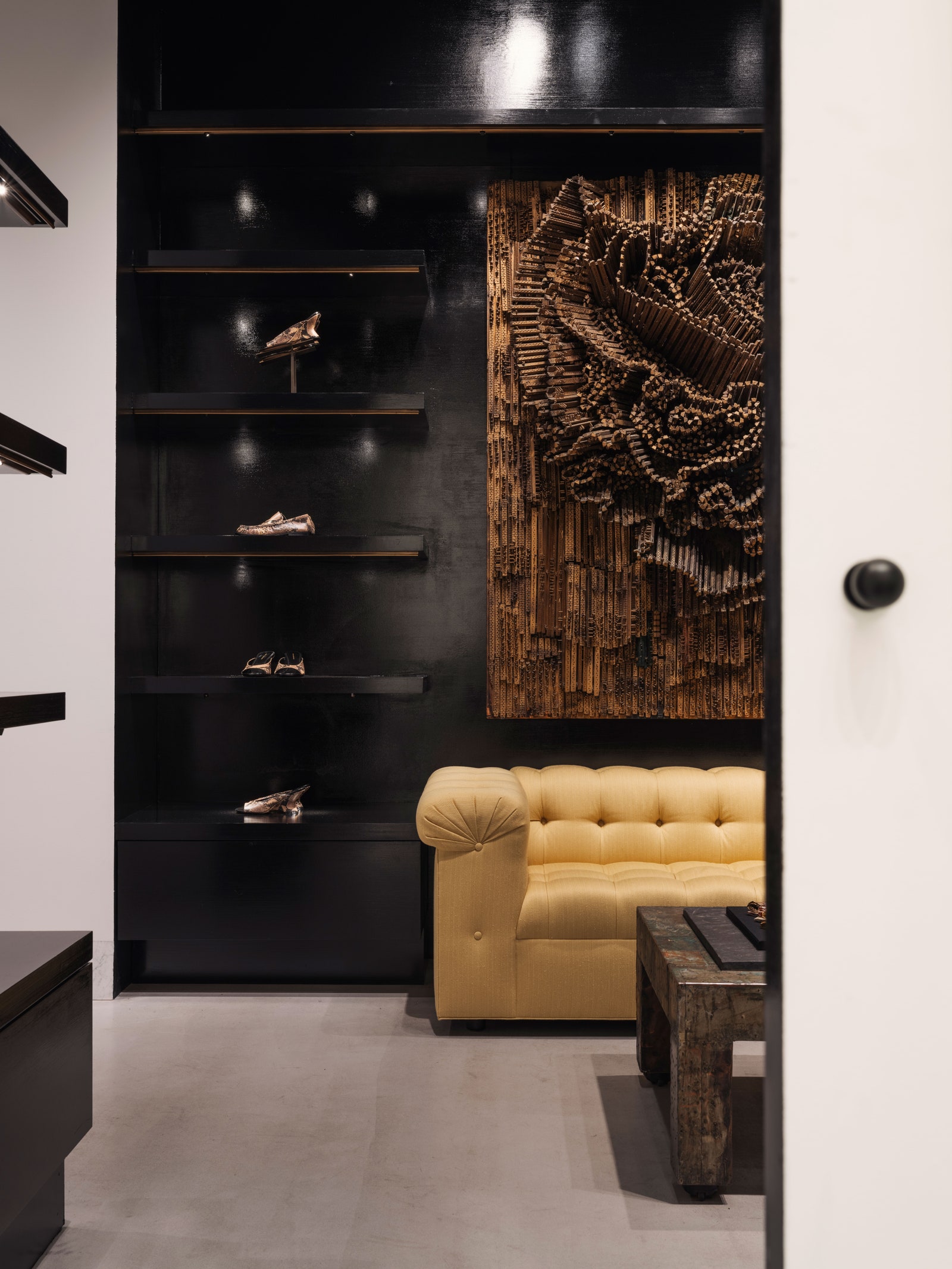 Images may contain interior design sofa furniture tables shoes shoes and electronics