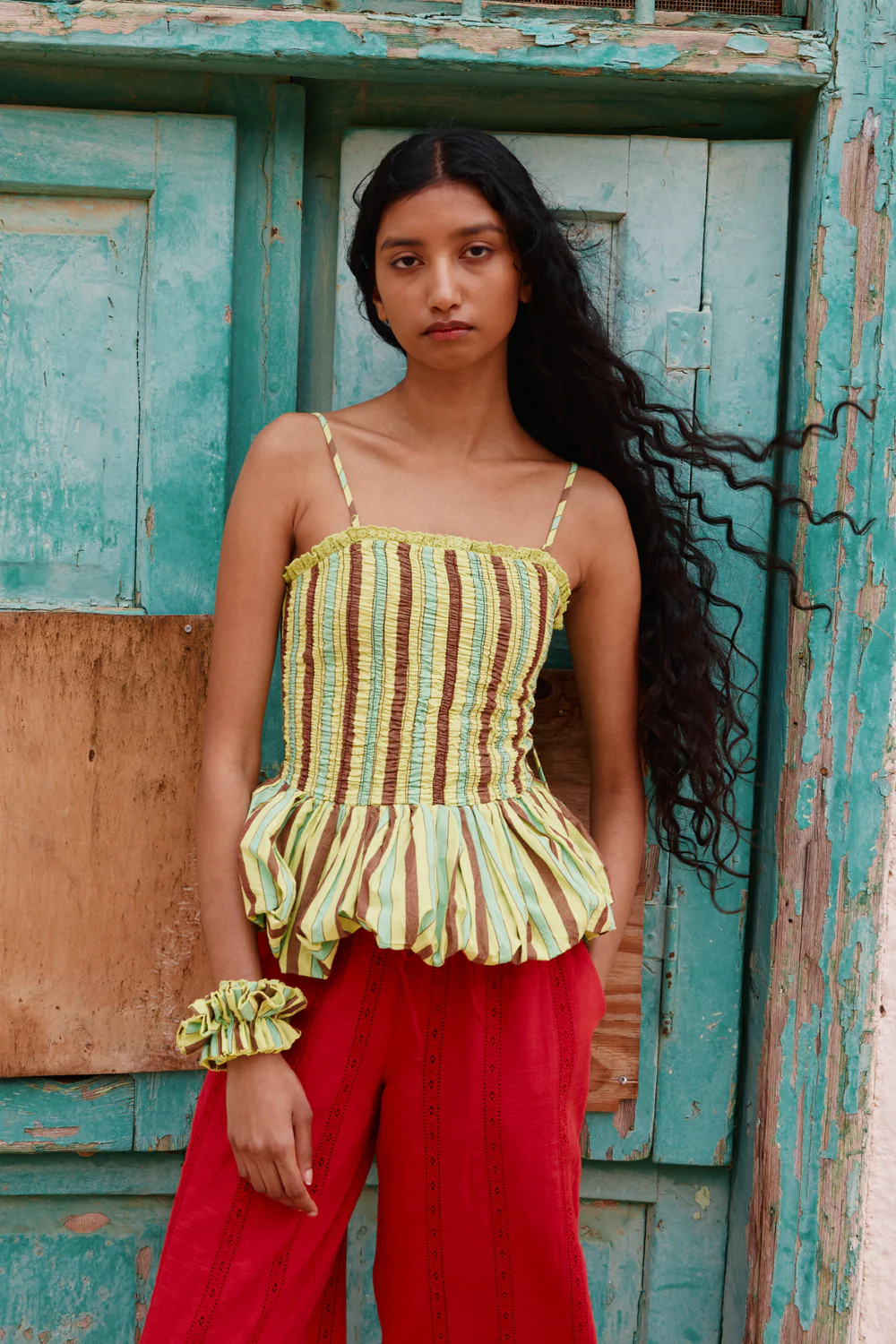 Images may contain Patralekha Paul Paul Blouse clothing dress evening dress formally wearing adult face happiness and head