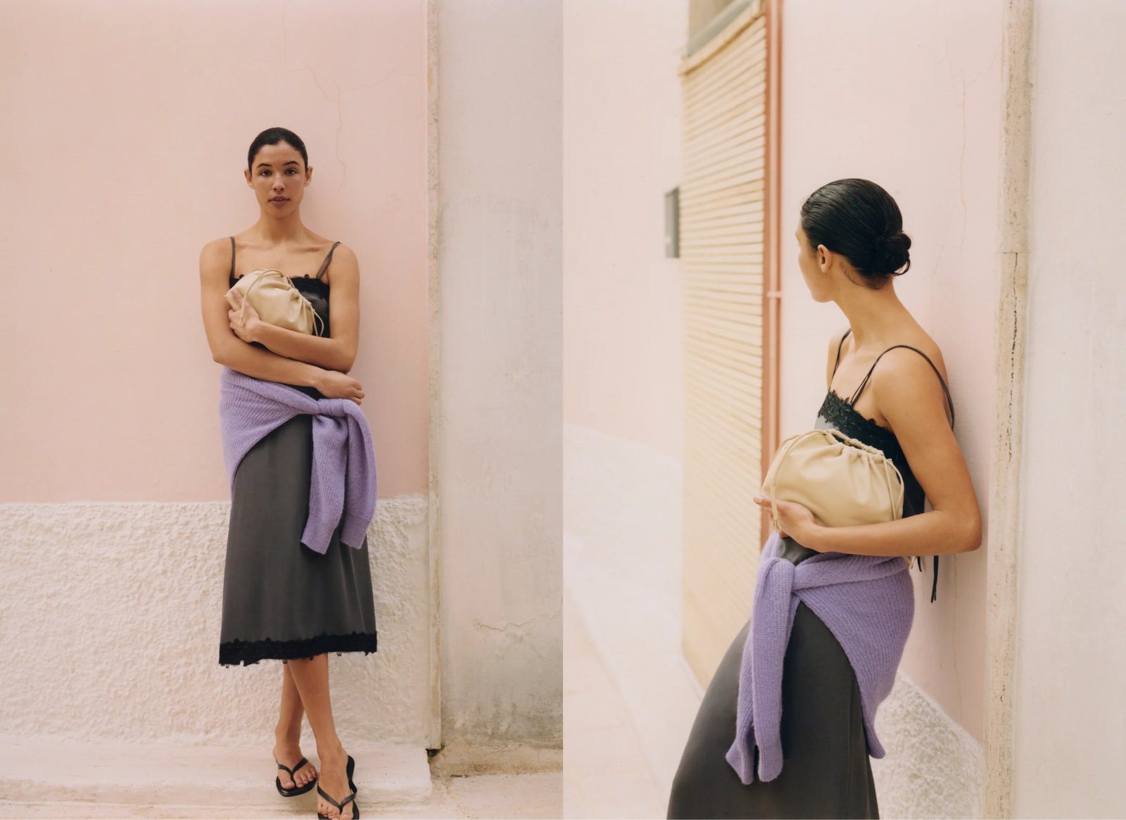 Images may contain clothes, dresses, evening dresses, formal wear accessories, tote bags, tote bags, and footwear