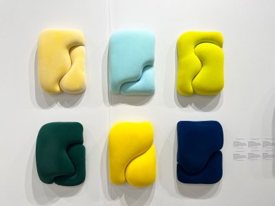 Six osculptures that show two pieces of PVC cardboard and foam that butt up against each other.