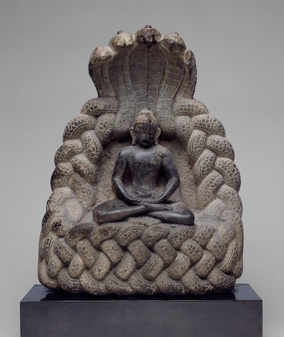 The Buddha was sheltered by the snake king Muchalinda.
