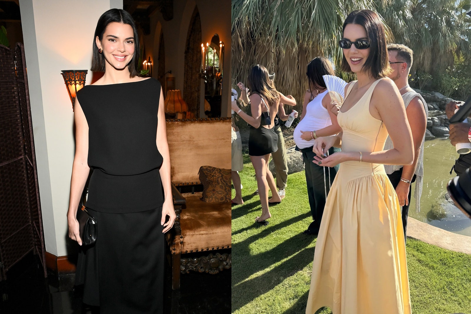 Images may contain Kendall Jenner Kendall Jenner Clothing Dress Evening Dress formally worn by adults and people