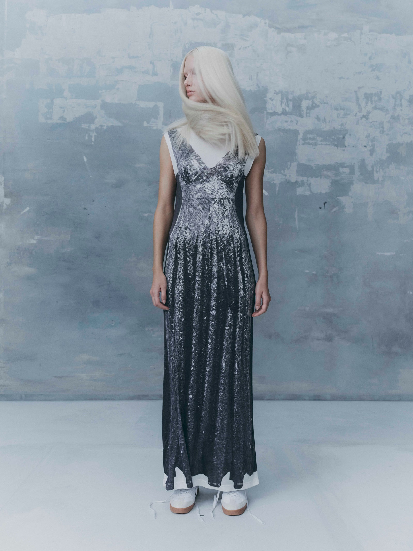 Images may contain Patricia Van der Vliet costume dress evening dress formally wearing adult blonde and hair