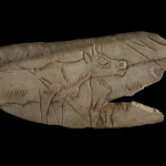 Carve two reindeer on bone fragments.