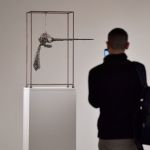 Walking by Alberto Giacometti "Renéz"part of the Macklowe Collection at Sotheby's in New York City on November 5, 2021. (Photo by Angela Weiss/AFP via Getty Images)