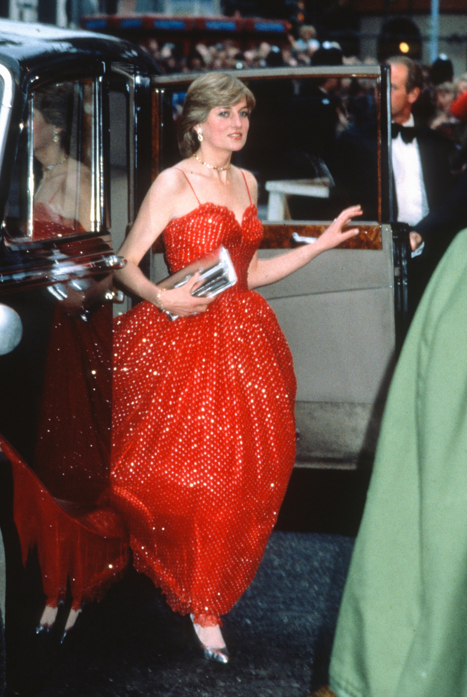 Images may contain Diana Wales Princess costume dress formally wearing a man evening dress face and photography