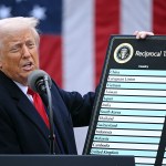 US President Donald Trump "Make America rich again" April 2, 2025 at the White House in Washington, DC. Trump is ready to unveil new "Liberation Day" This move has the potential to trigger a devastating global trade war. Major trading partners, including the EU and the UK, said they are preparing for a response to Trump's escalation as neuromarkets decline in Europe and the US. (Photo taken by Brendan Smialowski/AFP) (Photo taken by Brendan Smialowski/AFP via Getty Images)