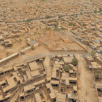 3D rendering image of arid desert town.