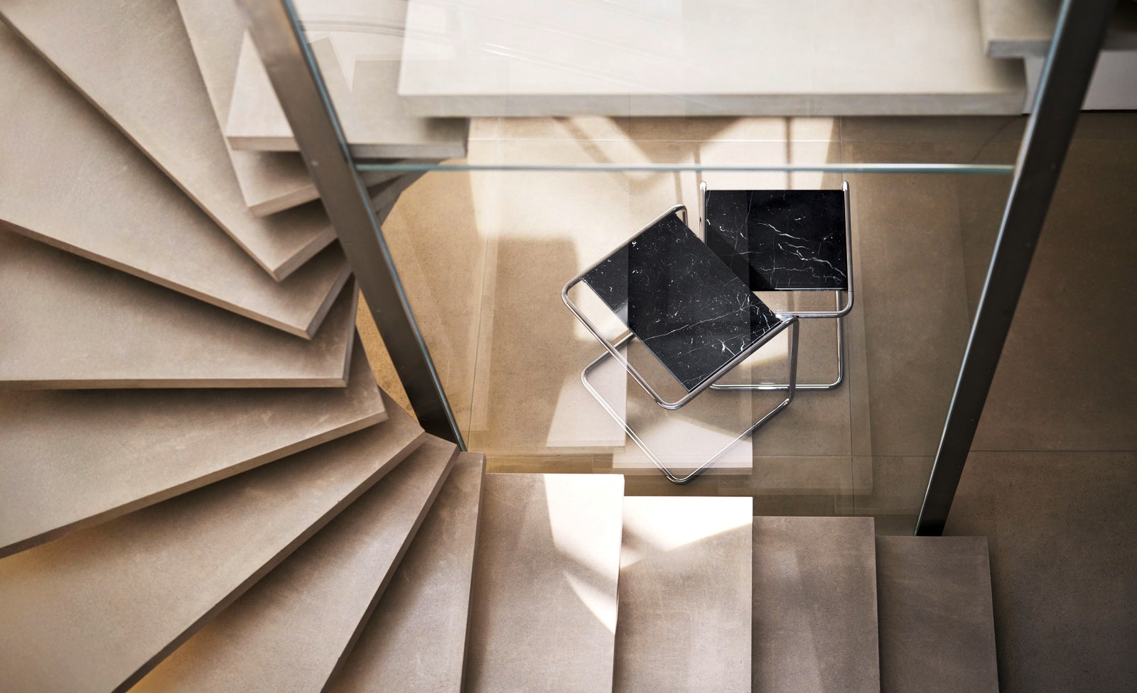 Images may contain stair railings and interior designs in the building