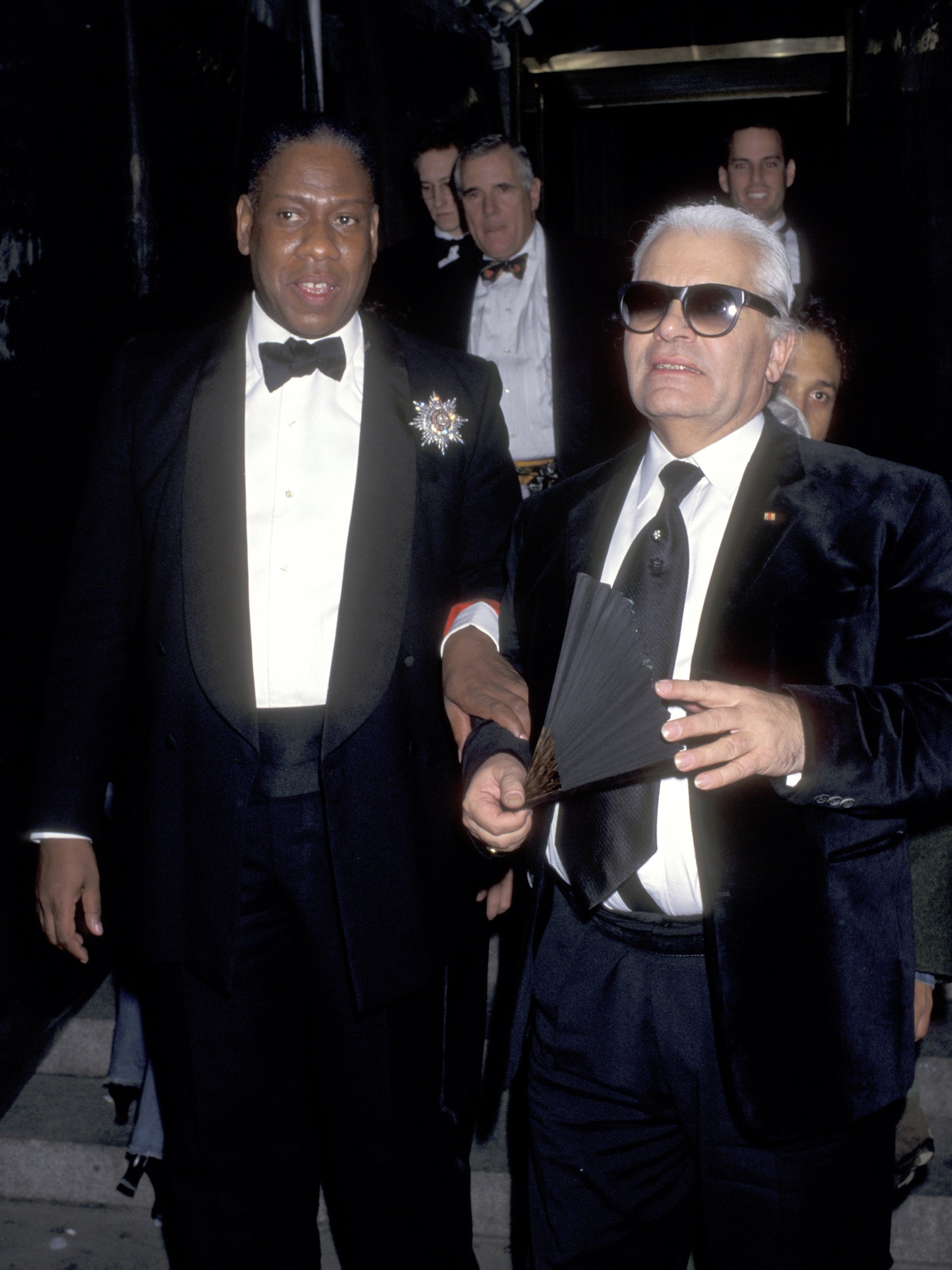Images may contain Karl Lagerfeld Andr Leon Talley Mike Block Joy Orbison Blazer and Jacket