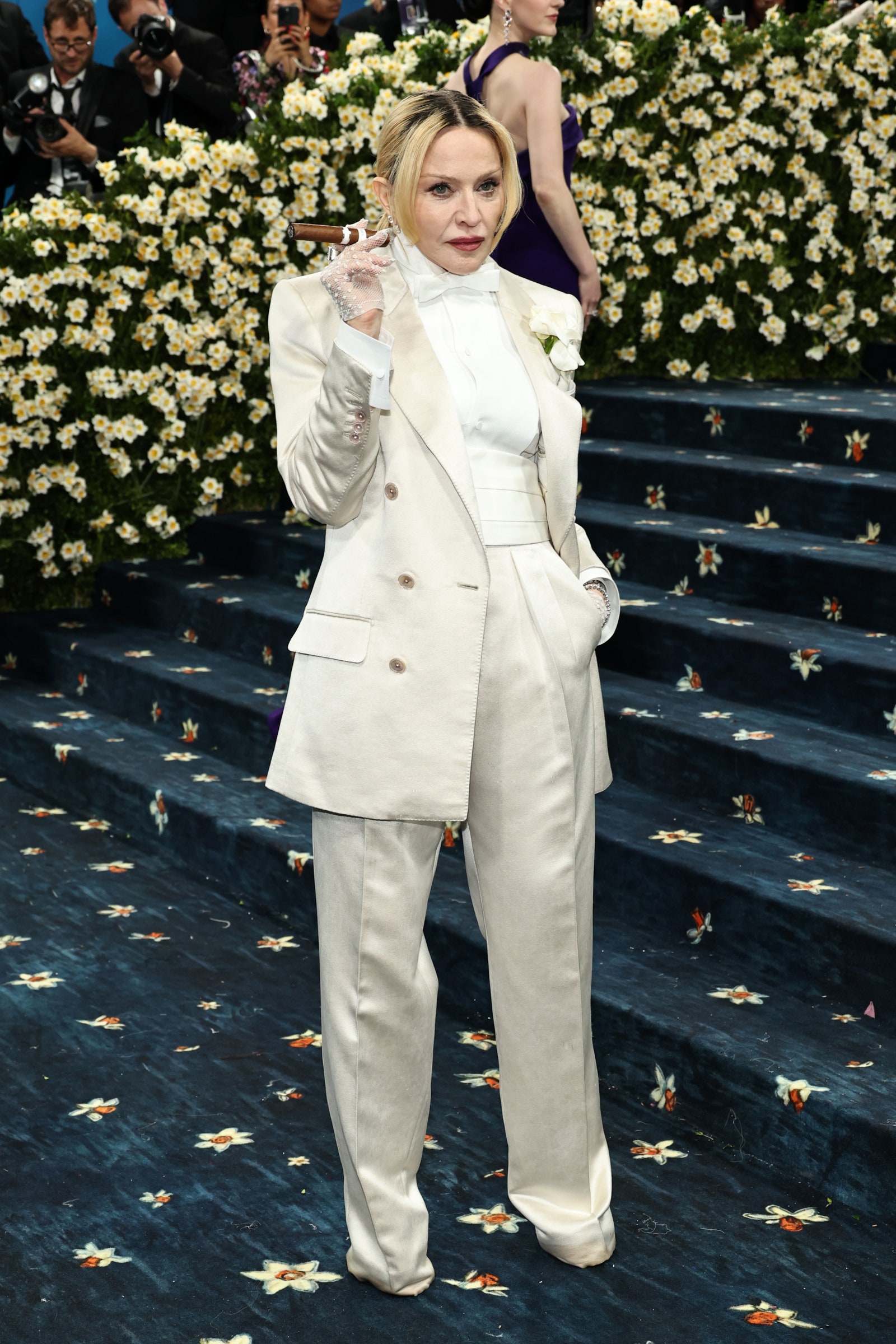Images may contain Madonna Rachel Brosnahan outfit formally wearing blazer jacket for adults and weddings