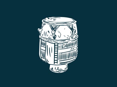Illustration of sacred drum on naval background.