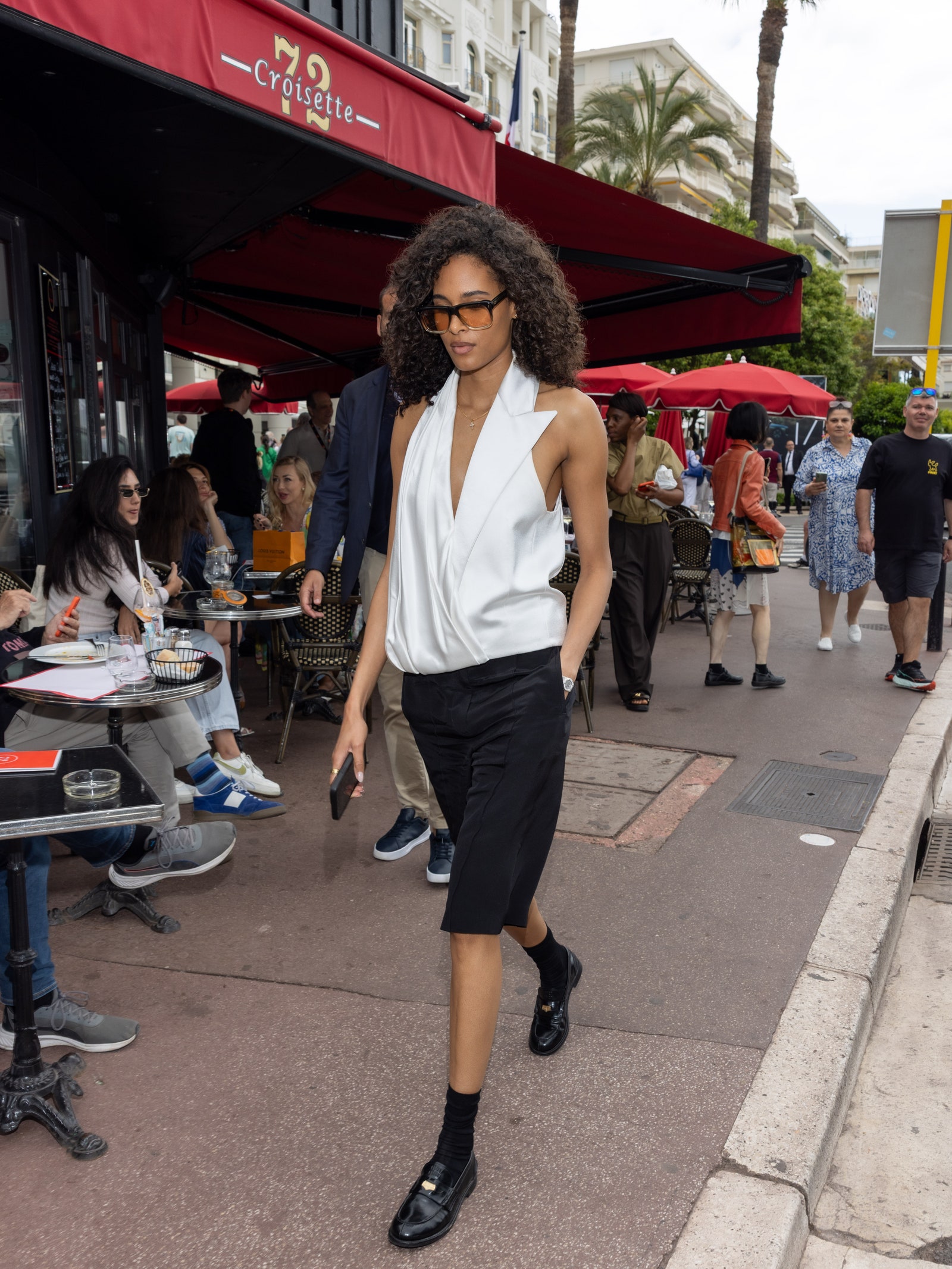 Images may contain Cindy Bruna Ronit Elkabetz clothing shoes accessories glasses handbag and people