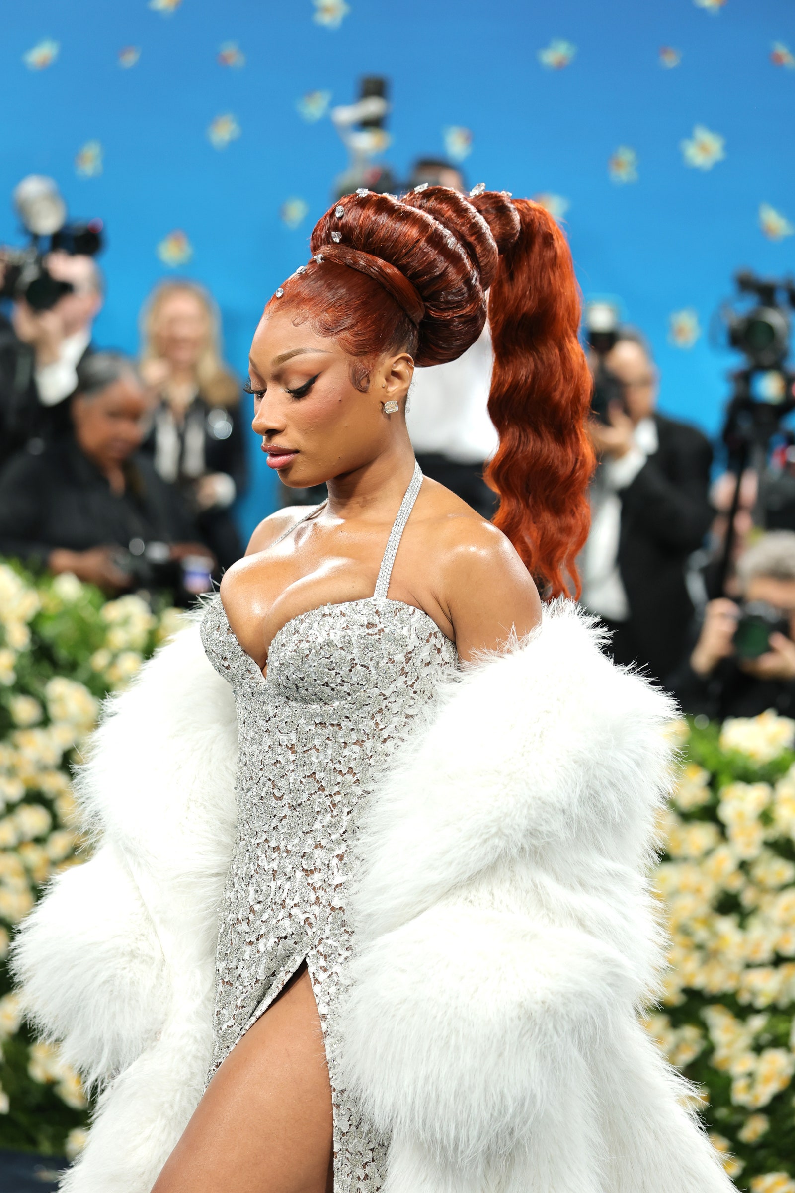 Images may contain Sahara Davenport adult wedding hairstyle animal bear mammals and wildlife