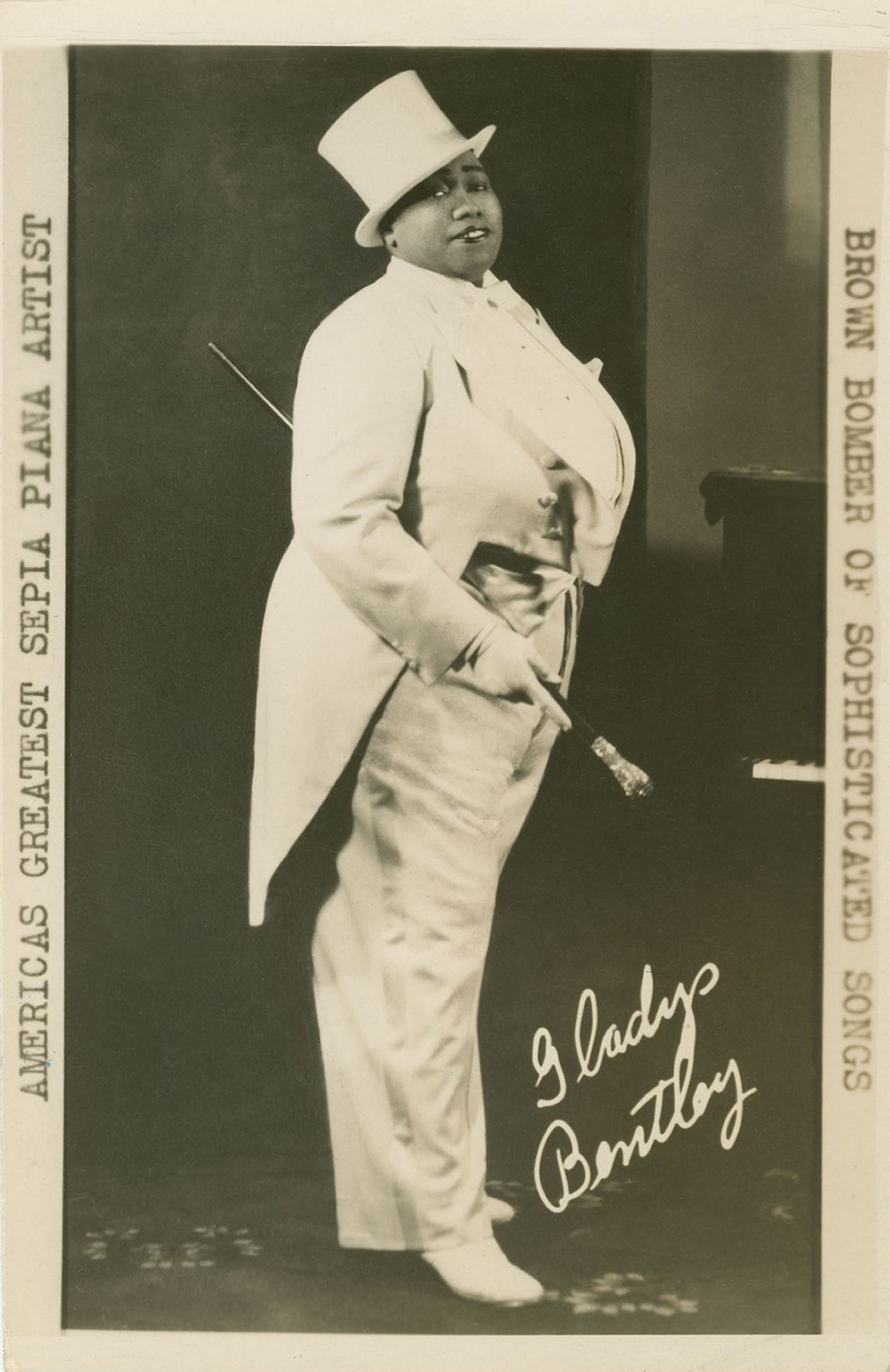 New York circa 1930 blues singer and pianist Gladys Bentley created portraits in New York, New York.