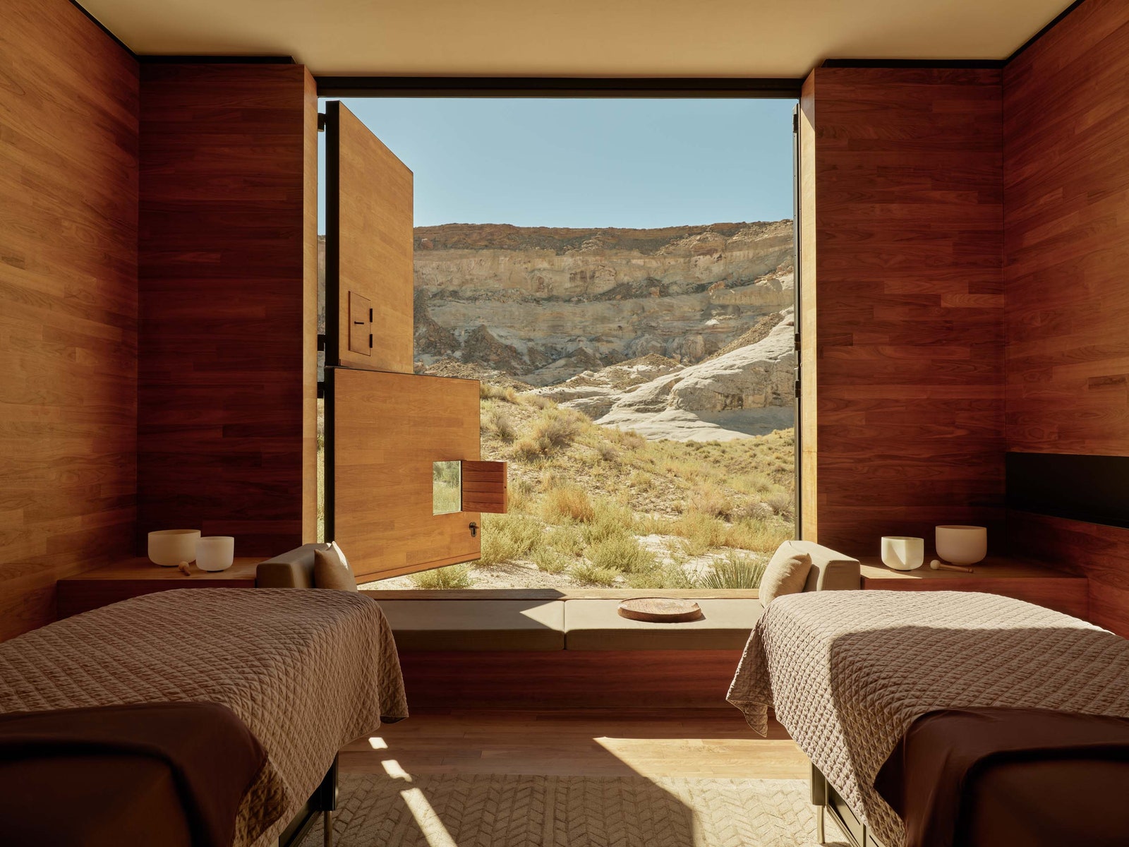 Images may contain bed interior design home decoration carpet and spa