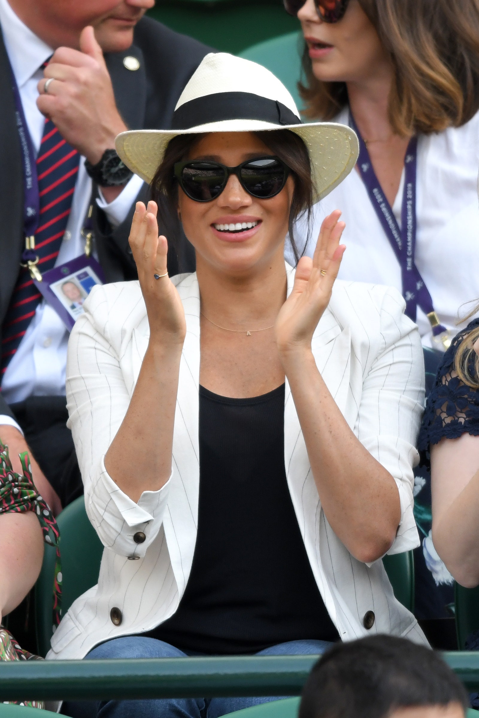 Image may contain Sussex clothing hat accessories Duchess Megan glasses sunglasses adults and jewelry