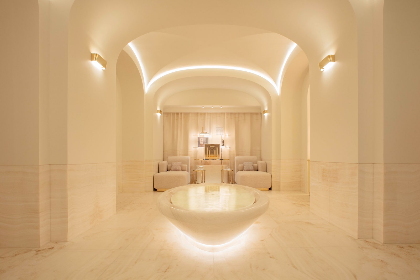Images may contain floor lamps interior design building building furniture living room and room