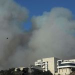 Brentwood, CA - January 11, 2025 - Palisade Fire Cloak was on January 11, 2025 at Getty Center in Brentwood (Genaro Molina/Los Angeles Times by Getty Images)
