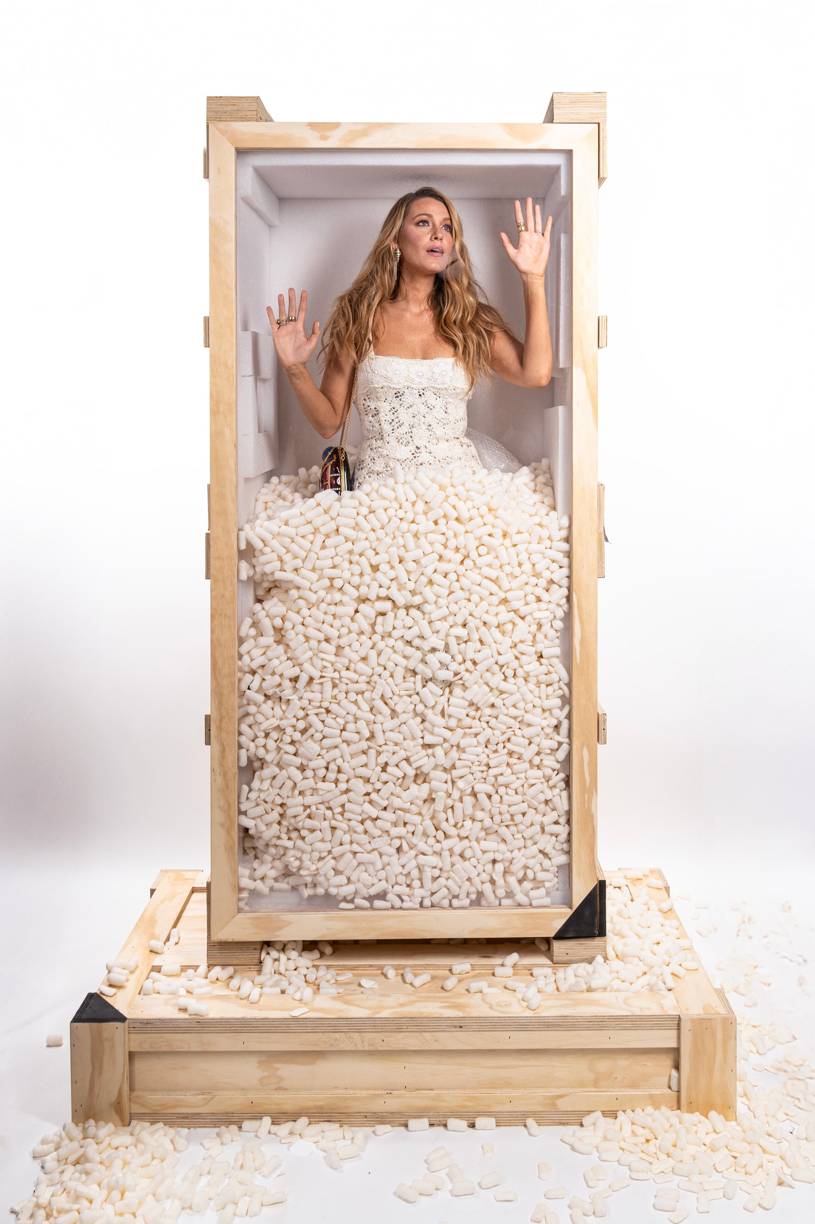 Images may contain Blake lively clothing stylish formal wear dress wedding dress adult and man