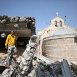 Gaza City, Canada - June 3: Palestinian Christian Ramez al-Souri lost 3 children Suhail, Julie and Majd and many relatives in an Israeli attack, showing the historic Greek Greek Orthodox Church in the EZ-Zeytun community near Ez-Zeytun in Gaza City, on June 3, Hamza Qarae (ZH). image)