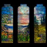 Images of three-pane stained glass windows from Tiffany Studios were recently sold at a design auction on June 12, 2025.