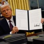 WASHINGTON, D.C. - Jan. 20: President Donald Trump signed an executive order to the Oval Office in Washington, D.C. on January 20, 2025. Trump served as the second term of the 47th President of the United States. (Photo by Anna Moneymaker/Getty Images)