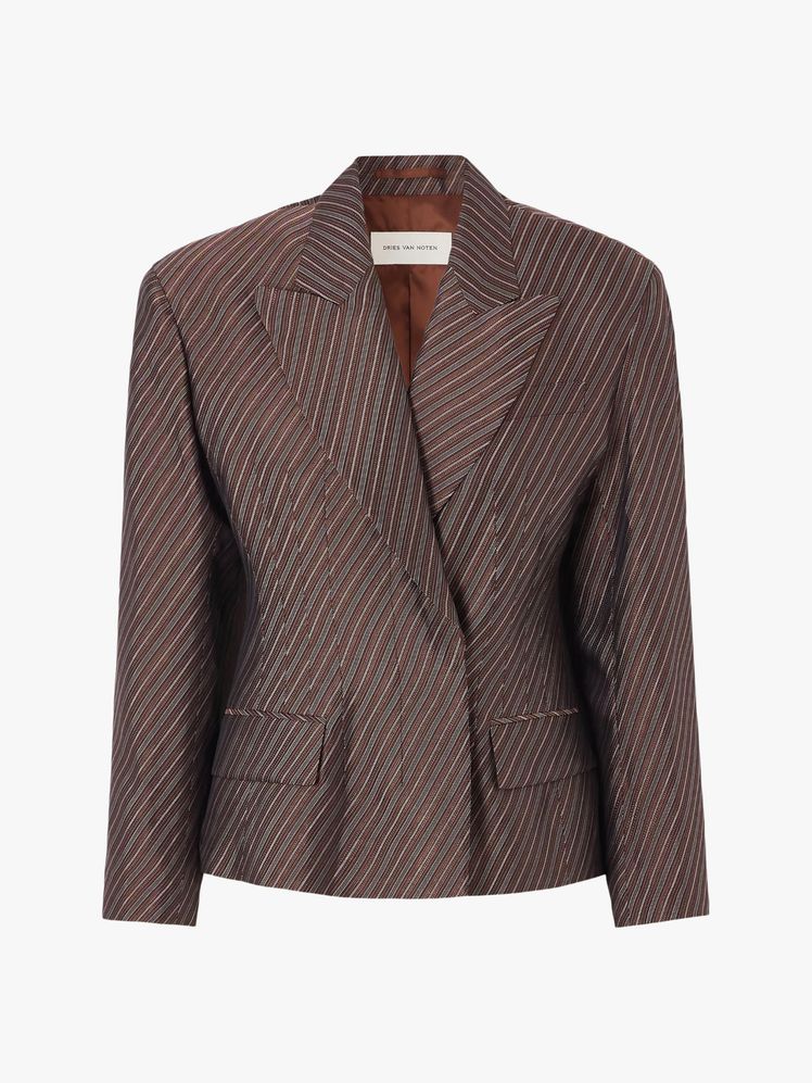Images may contain: blazer, clothing, jacket, jacket, top, formal wear, suit, long sleeves and sleeves