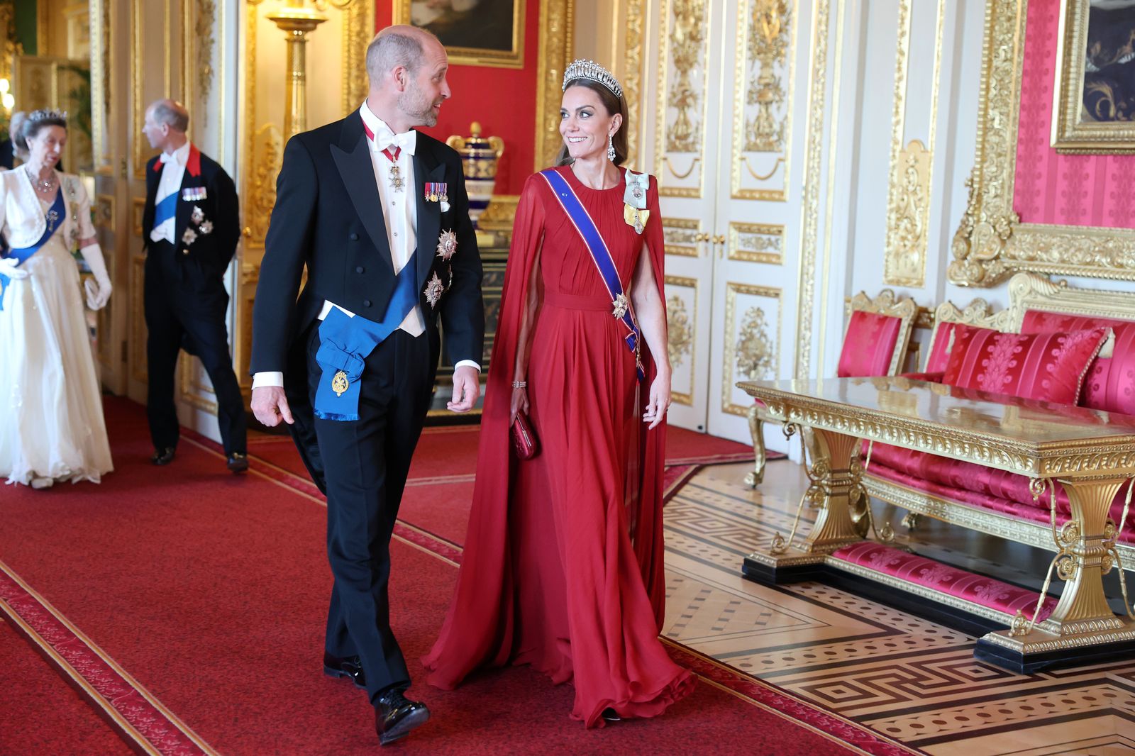 Images may contain royal adult wedding outfits and footwear for Prince Anne of Cambridge
