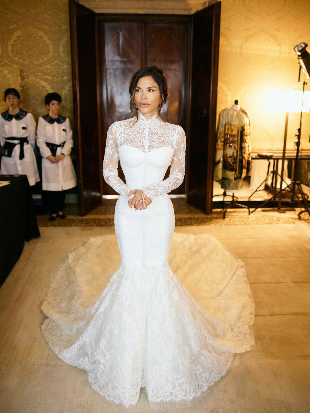 Images may contain Laura Snchez Avital Ronell Clothing Dress Fashion Formal Dress Wedding and Wedding Dress
