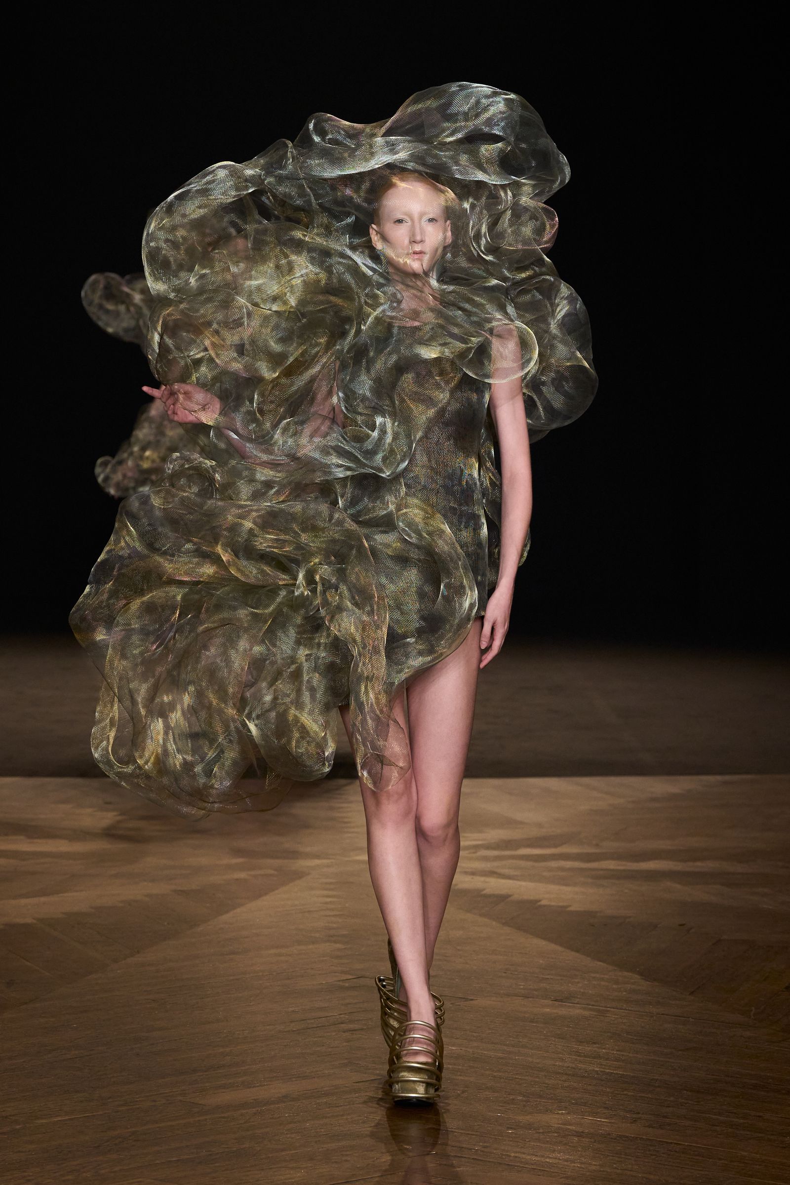 Images may contain Jade Parfitt fashionable adult clothing dresses footwear heels and performers