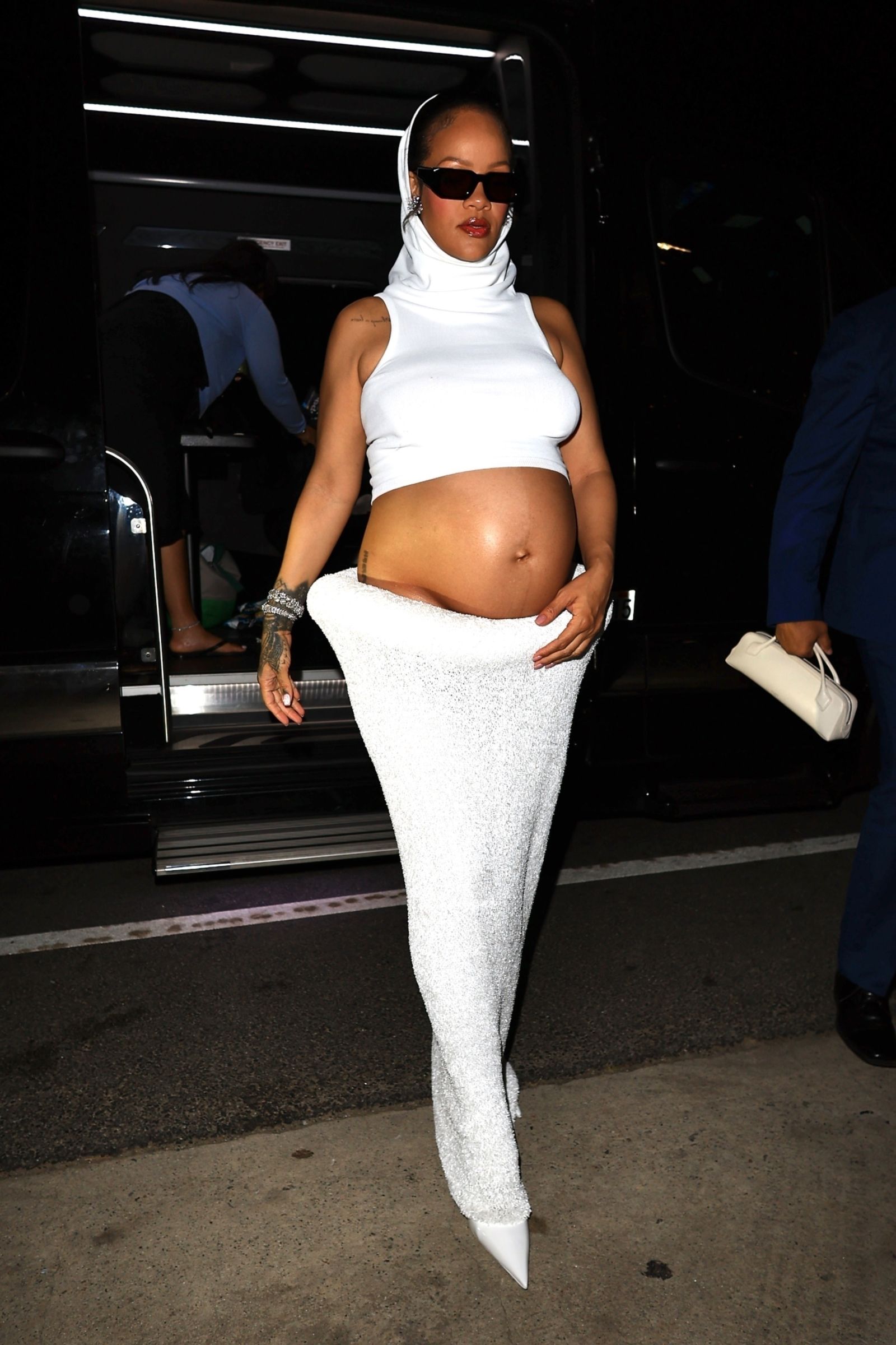 Exclusive Santa Monica Ca Rihanna looks angelic as she proudly shows off her beautiful baby impact and she arrives...