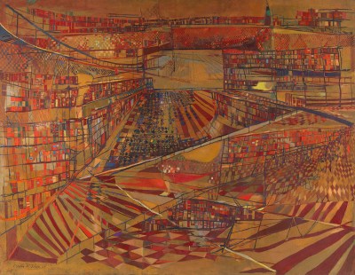 Highly abstract architectural space painting.